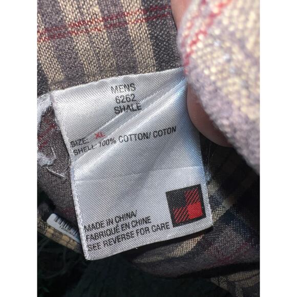 Woolrich men's grey and tan plaid long sleeve button front shirt size XL - Picture 5 of 5